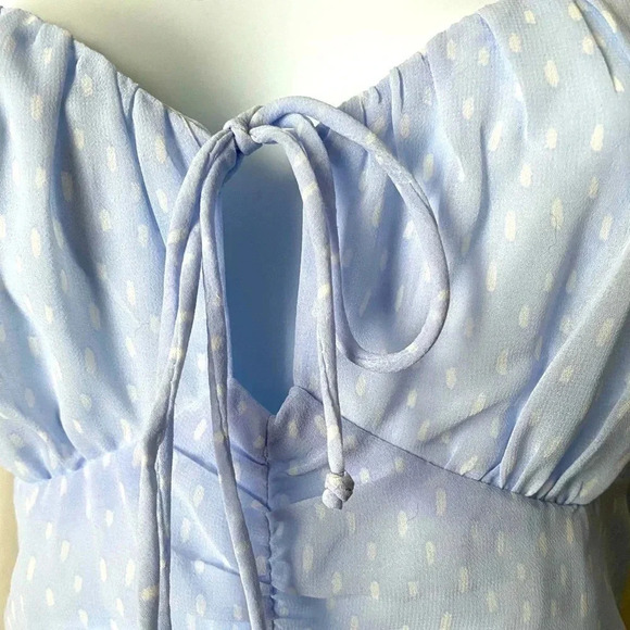 COTTON CANDY | Spaghetti Straps Chiffon Ruched Bodycon Light Blue Dress Size M - Picture 7 of 10